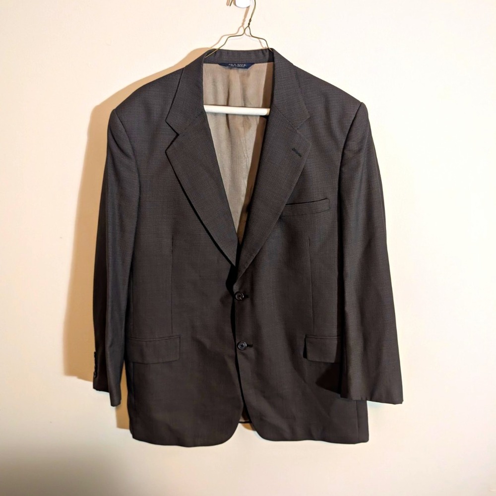 Jos. A. Bank Mens Brown Houndstooth Two Button Blazer Sport Coat Single Vent
